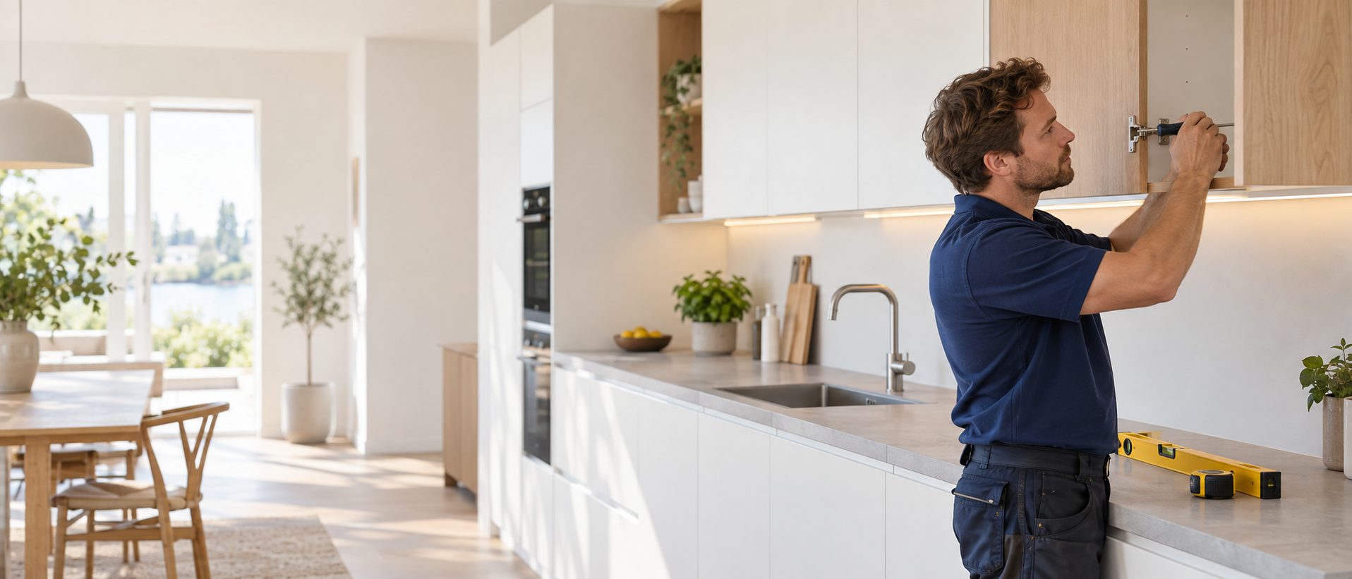 Gemonteerde keuken in een lichte ruimte